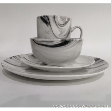 Venta al por mayor Vajilla Plato de mármol conjuntos de vajilla de porcelana